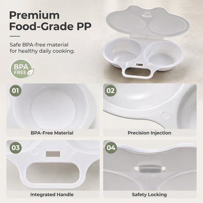 ⏰Last Day Buy 2 Get 3 Free Special Price:£6.99!!⏰ Microwave Egg Poacher – Dual-Cavity Steamer, Rapid Heating, Non-Stick PP – Ideal for Home, Office & Travel! 🔥