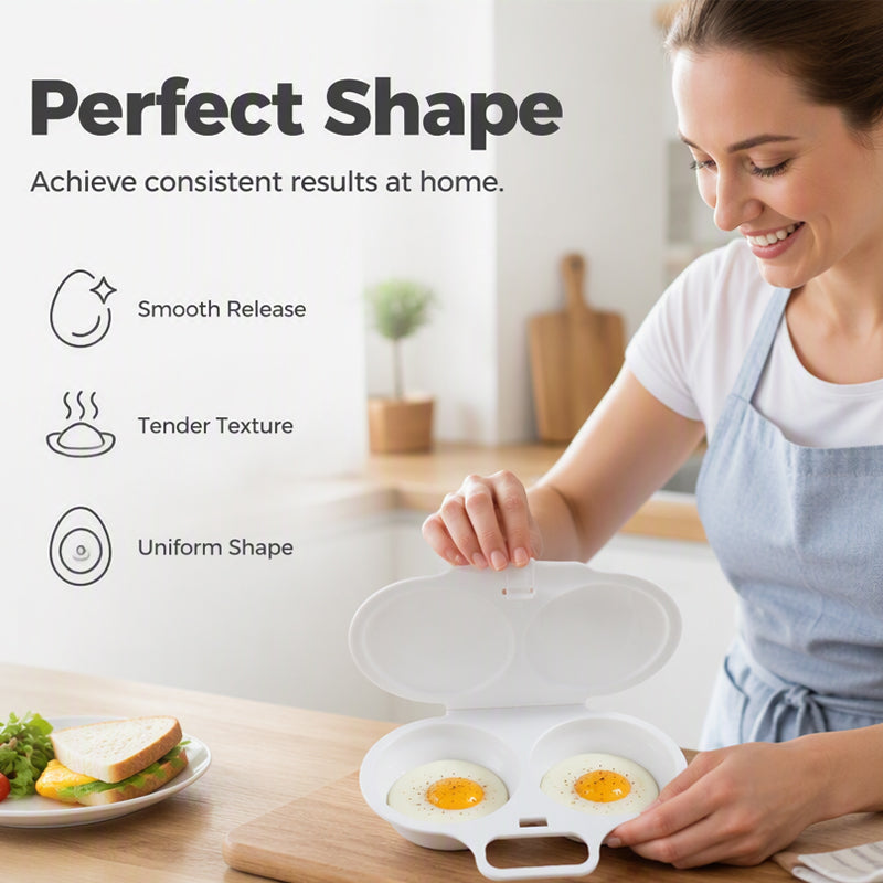 ⏰Last Day Buy 2 Get 3 Free Special Price:£6.99!!⏰ Microwave Egg Poacher – Dual-Cavity Steamer, Rapid Heating, Non-Stick PP – Ideal for Home, Office & Travel! 🔥