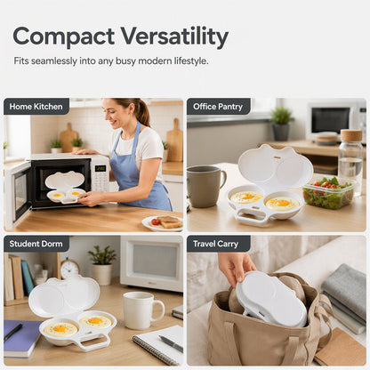 ⏰Last Day Buy 2 Get 3 Free Special Price:£6.99!!⏰ Microwave Egg Poacher – Dual-Cavity Steamer, Rapid Heating, Non-Stick PP – Ideal for Home, Office & Travel! 🔥