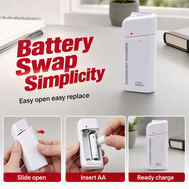 🔋✨FLASH SALE - ￡7.99!!👍Portable Emergency Phone Charger AA Battery Powered Power Bank with LED Flashlight