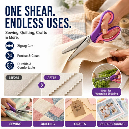 🧵 50% OFF! Premium Stainless Steel Pinking Shears – Ergonomic Soft-Grip, Zigzag Cut ✂️