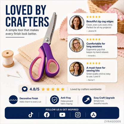 🧵 50% OFF! Premium Stainless Steel Pinking Shears – Ergonomic Soft-Grip, Zigzag Cut ✂️