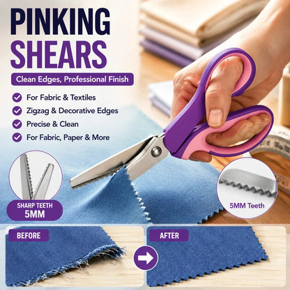 🧵 50% OFF! Premium Stainless Steel Pinking Shears – Ergonomic Soft-Grip, Zigzag Cut ✂️