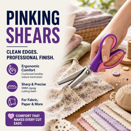 🧵 50% OFF! Premium Stainless Steel Pinking Shears – Ergonomic Soft-Grip, Zigzag Cut ✂️