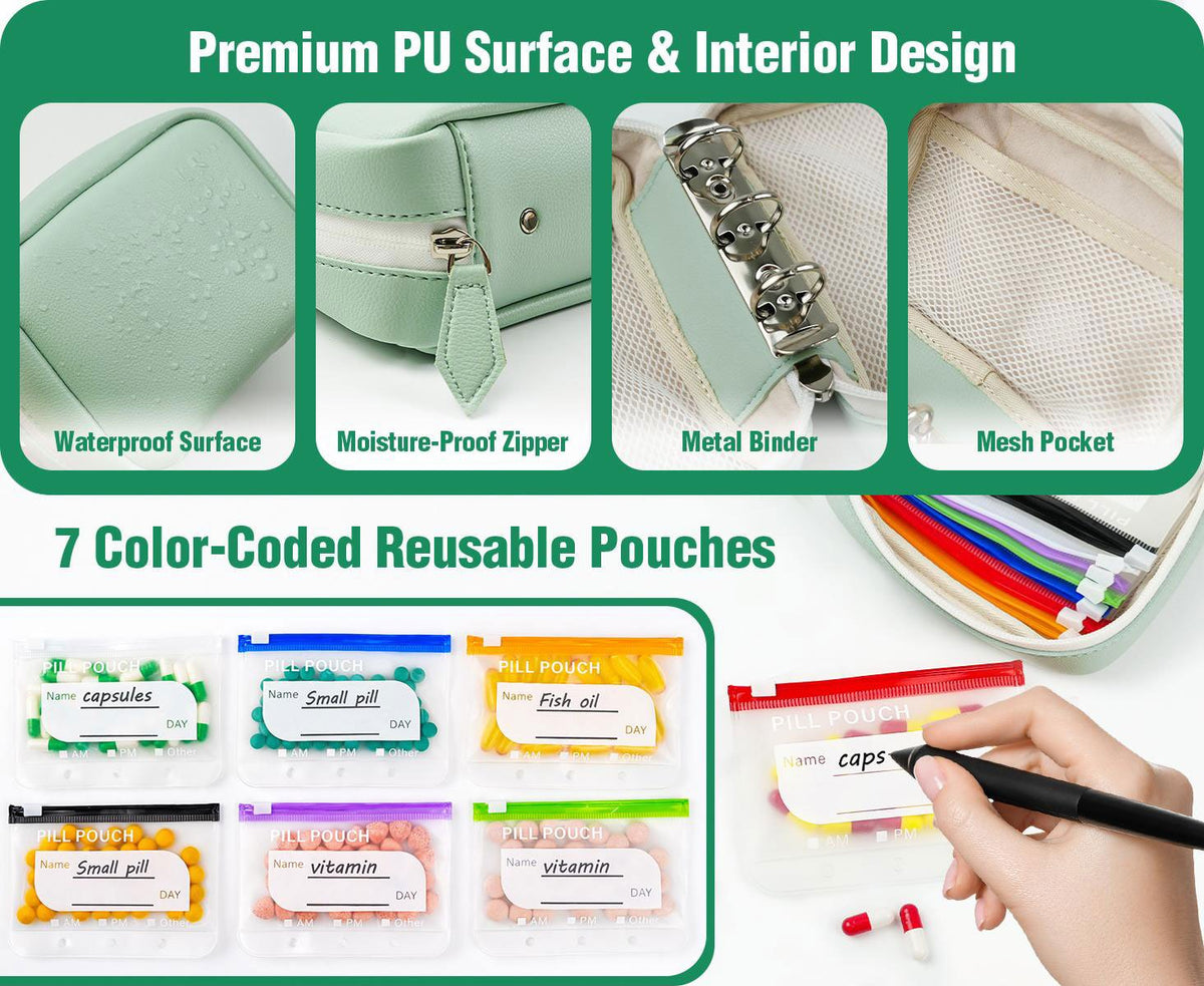 💊50% OFF !!!💝A8 Waterproof Pill Pouch Set – 7 to 14 Days of Meds & Vitamins💧Waterproof & Crush-Resistant Shell
