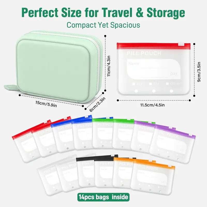 💊50% OFF !!!💝A8 Waterproof Pill Pouch Set – 7 to 14 Days of Meds & Vitamins💧Waterproof & Crush-Resistant Shell