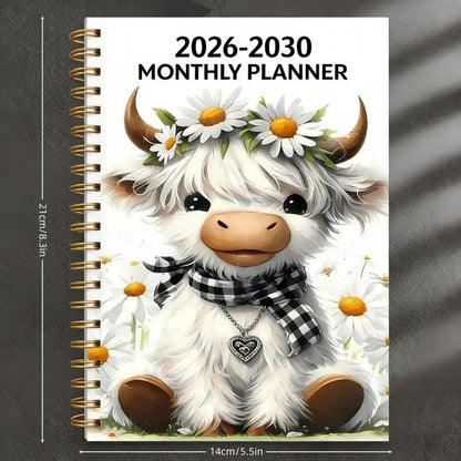 ⏰📅 LIMITED STOCK! 🐮 Highland Cow 5-Year Monthly Planner – Long-Term Organisation & Goal Planning in One Place ✨
