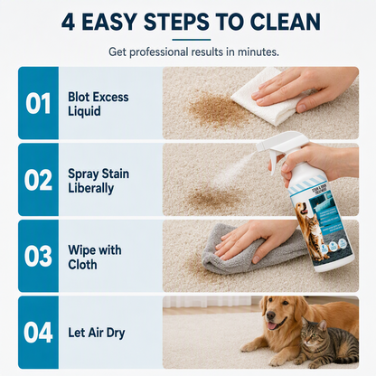 🐾50% OFF NOW! Pet Stain & Odor Remover Spray‑Fast Drying Pet Urine Stain Cleaner, Color Safe Formula for Carpet, Sofa & Fabric