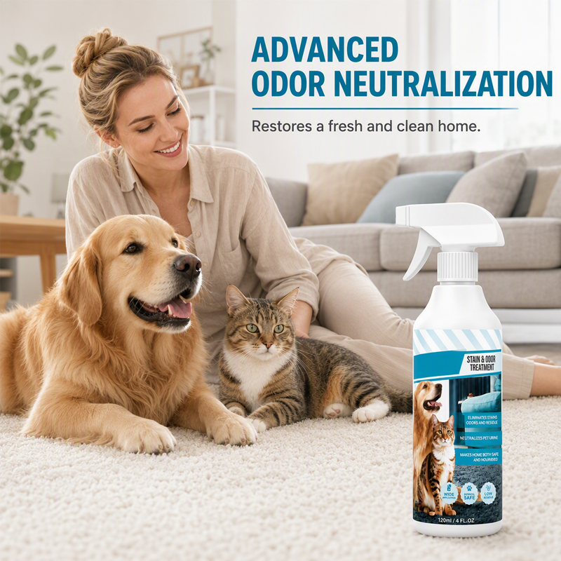 🐾50% OFF NOW! Pet Stain & Odor Remover Spray‑Fast Drying Pet Urine Stain Cleaner, Color Safe Formula for Carpet, Sofa & Fabric