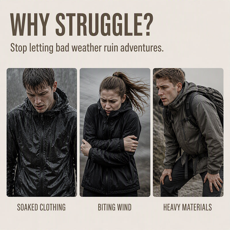 🧥Men's Windproof Hooded Cargo Jacket Waterproof Outdoor Streetwear Coat🍂