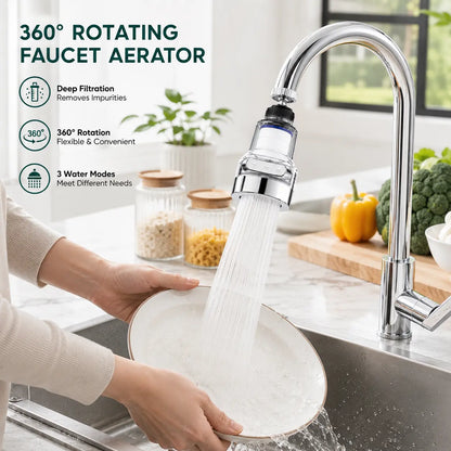 Upgrade Kitchen Rinsing Instantly! No-Splash 3-Mode Faucet Filter