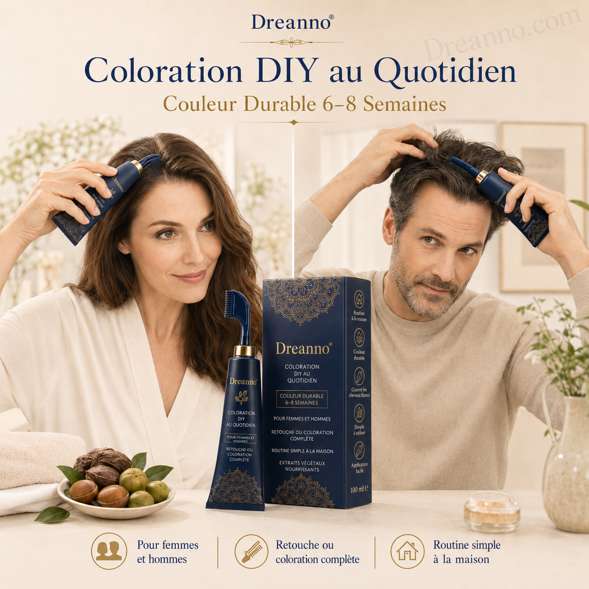 Herbal Hair Dye Comb for Home Use