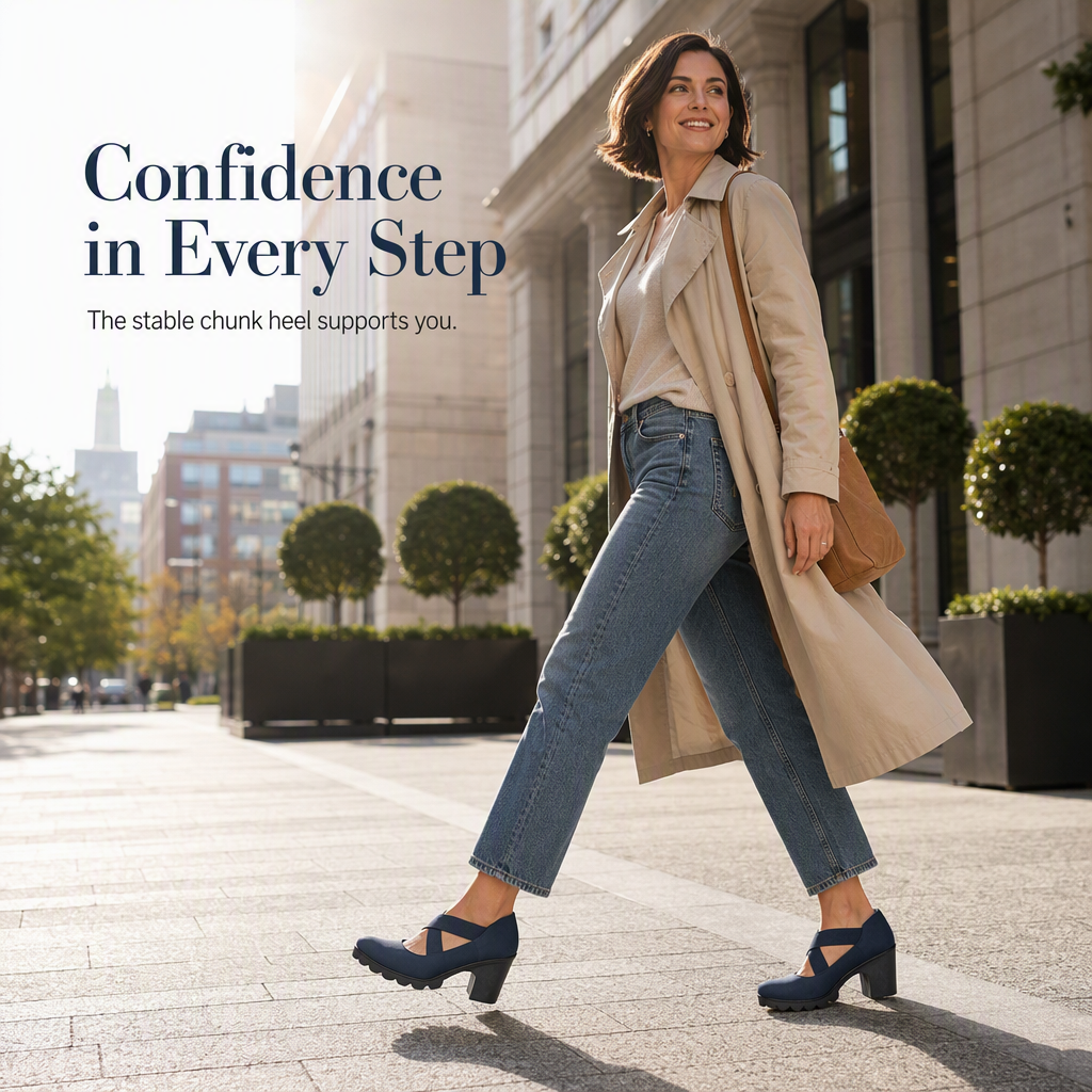 🎉✨Women's Mary Jane shoes with a round toe, crisscross straps, block heel, platform, and cutouts, high heels
