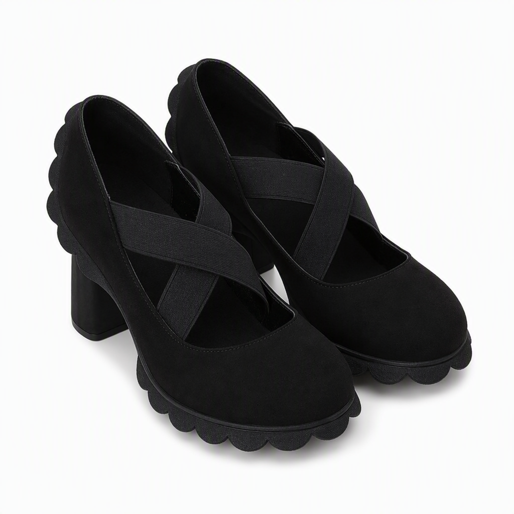 🎉✨Women's Mary Jane shoes with a round toe, crisscross straps, block heel, platform, and cutouts, high heels