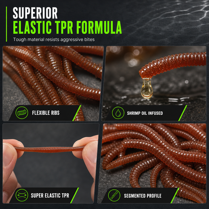 🎣 Save 50%! 🪱 Soft Earthworm Lures – Shrimp scent, 50/100 pack ✨