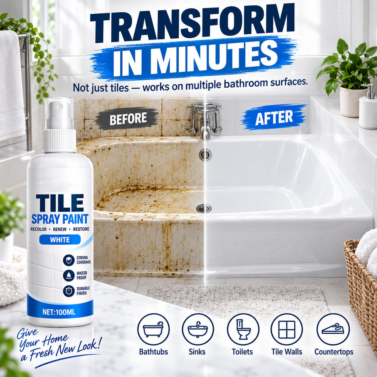 Refresh Any Tile Instantly! No-Mess Spray-On Color Coat