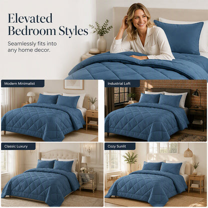 ⏳Limited-time 50% off⏰3-Piece Quilted Comforter Set with Shams🛌