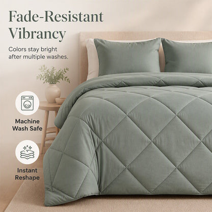 ⏳Limited-time 50% off⏰3-Piece Quilted Comforter Set with Shams🛌