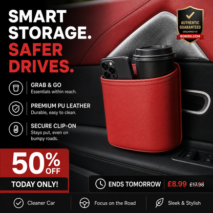 🧺 50% OFF! Leather Car Door Cup Holder – Wide‑mouth opening, easy reach for drinks & phone. Clip‑on secure fit. PU leather, tough & stylish. 🛡️✨
